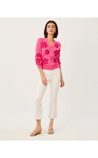 Millard Sweater - Pink Aster Big Lillys Flower Embroidery