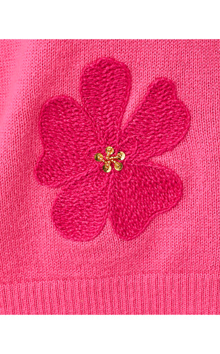 Millard Sweater - Pink Aster Big Lillys Flower Embroidery