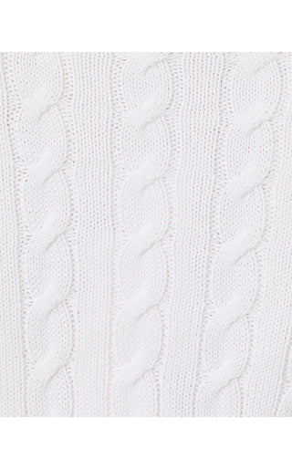 Brockton Crew Neck Cardigan - Resort White X Capri Blue Tipping