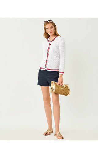Brockton Crew Neck Cardigan - Resort White X Paradise Punch Tipping