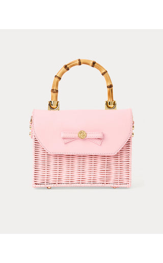 Teighen Bow Wicker Bag - Pink Muse