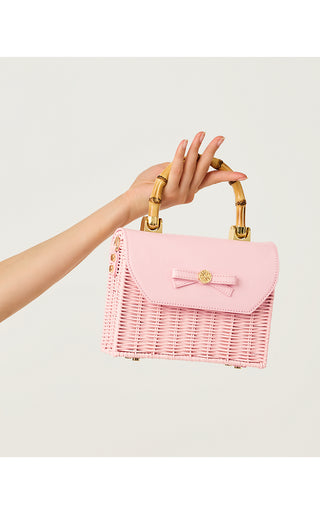 Teighen Bow Wicker Bag - Pink Muse