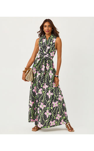 Marria Stretch Maxi Dress - Onyx Blushing Blooms