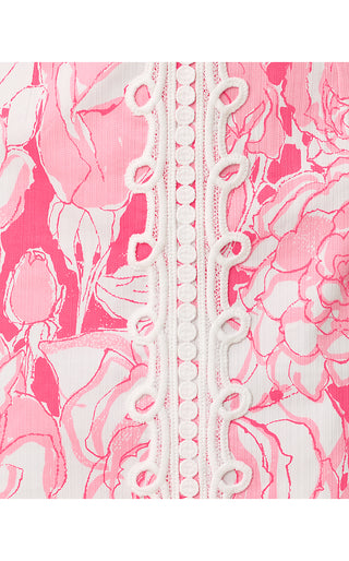 Evita Short Sleeve Stretch Shift Dress - Confetti Pink Rosanna