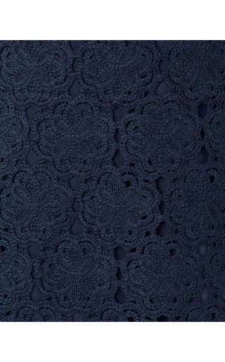 Fabian Crochet Midi Dress - Low Tide Navy Rosebud Knit Crochet