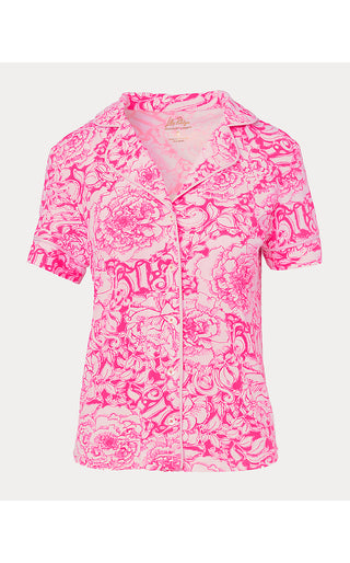 Crispin Pajama Button-Up Top - Pink Aster A Rose By Any Other Name