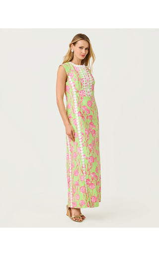 Rosalena Stretch Maxi Shift Dress - Pistachio Macaron Alina