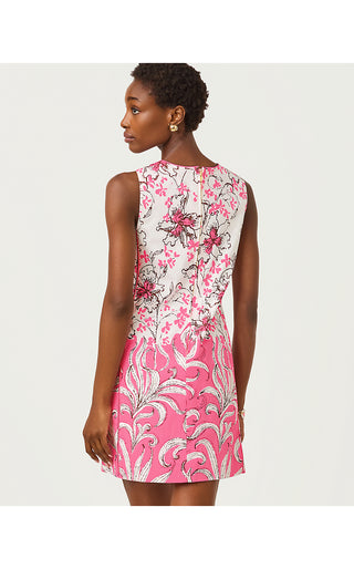 Ettie Stretch Shift Dress - Confetti Pink Bumbley Buzz Overlay Engineered