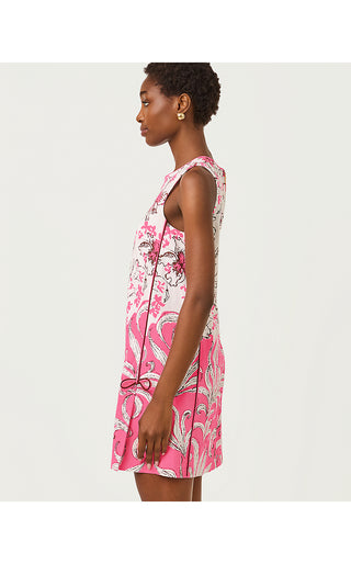 Ettie Stretch Shift Dress - Confetti Pink Bumbley Buzz Overlay Engineered