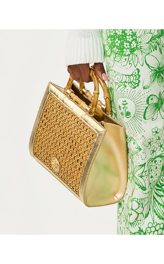 Liza Cane Top Handle Bag - Natural