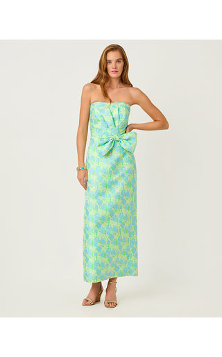 Tiernan Maxi Dress - Capri Blue Tulip Tango Jacquard