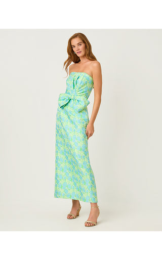 Tiernan Maxi Dress - Capri Blue Tulip Tango Jacquard