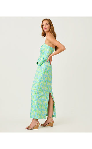 Tiernan Maxi Dress - Capri Blue Tulip Tango Jacquard