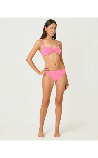 Katara Bandeau Bikini Top - Cherry Blossom Pink Seersucker Stripe