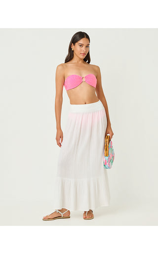 Katara Bandeau Bikini Top - Cherry Blossom Pink Seersucker Stripe