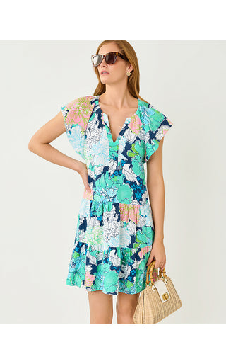 Norella Linen Dress - Starlight Navy Tennessees Hibiscus