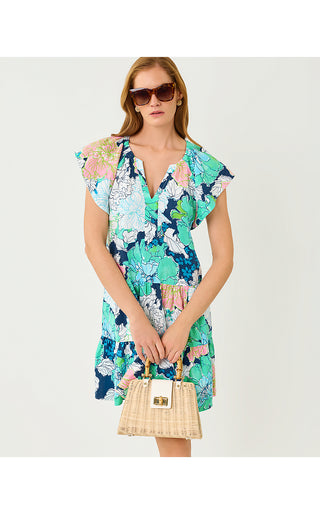 Norella Linen Dress - Starlight Navy Tennessees Hibiscus