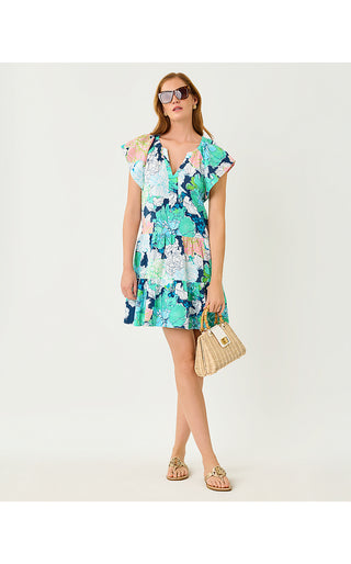 Norella Linen Dress - Starlight Navy Tennessees Hibiscus