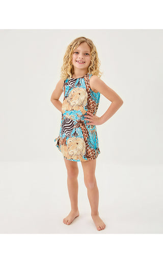 Girls Little Lilly Classic Shift Dress - Breezy Aqua Lillys Zoo