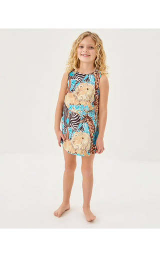 Girls Little Lilly Classic Shift Dress - Breezy Aqua Lillys Zoo