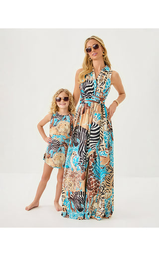 Girls Little Lilly Classic Shift Dress - Breezy Aqua Lillys Zoo