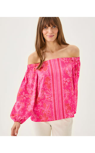 Elizabethany Off The Shoulder Top - Sun Shell Pink Big Party Engineered