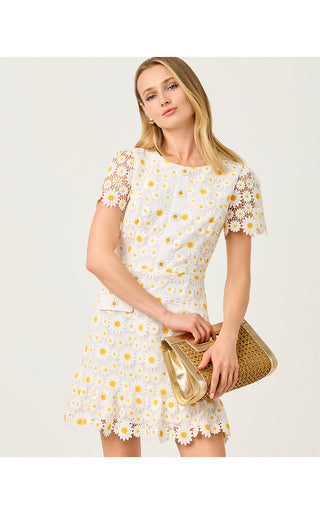 Peyton Skirted Romper - Resort White Fresh As A Daisy Lace