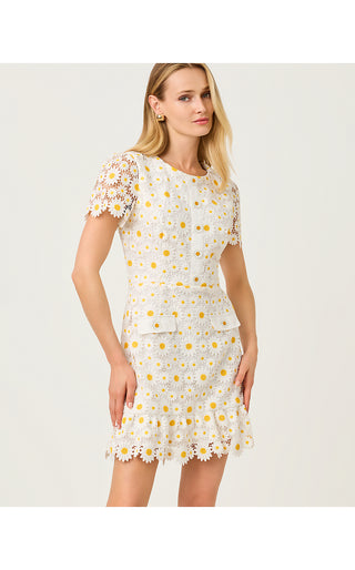 Peyton Skirted Romper - Resort White Fresh As A Daisy Lace