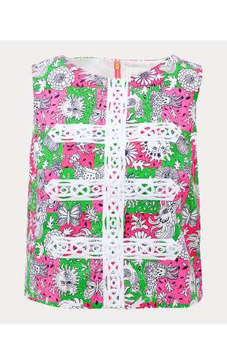 Annaleese Sleeveless Crop Top - Cherry Blossom Pink Lil Chicken Check