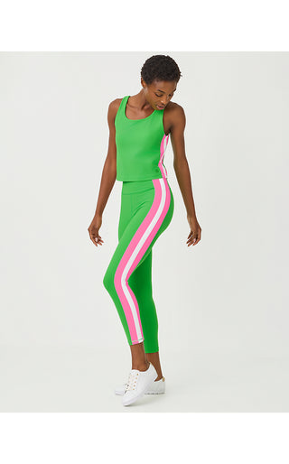 UPF 50+ Luxletic Weekender High Rise Midi Legging - Putting Green Colorblock Stripe