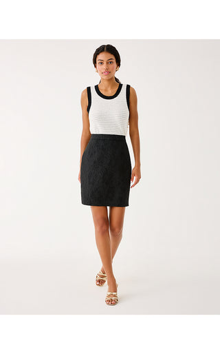 Candee Jacquard Skirt - Noir Exploded Flower Stretch Jacquard