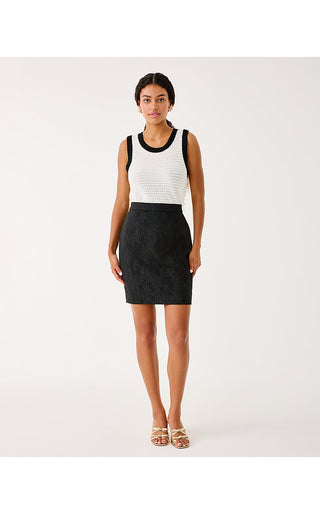Candee Jacquard Skirt - Noir Exploded Flower Stretch Jacquard