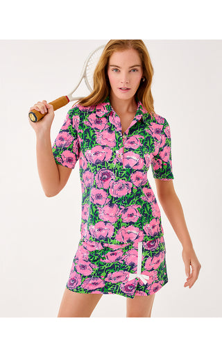 UPF 50+ Luxletic Via Flora Polo Top - Low Tide Navy Florrie