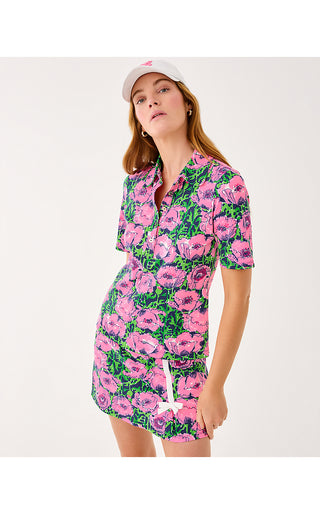 UPF 50+ Luxletic Via Flora Polo Top - Low Tide Navy Florrie