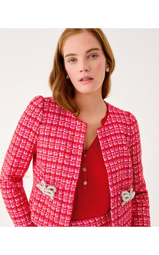 Kimia Boucle Jacket - Cranberry Red Fiesta Boucle