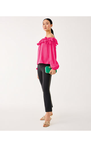 Ana Embellished Crop Flare Pant - Noir