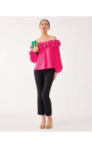 Ana Embellished Crop Flare Pant - Noir