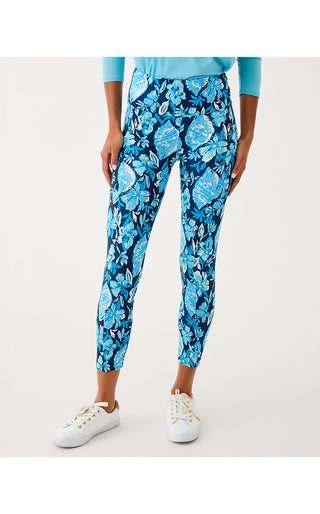 UPF 50+ Luxletic Weekender High Rise Midi Legging - Low Tide Navy Crossgrain Seashell Splendor