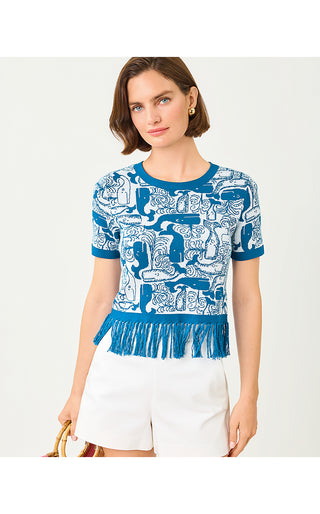 Kendra Sweater - Nassau Blue Thar She Blows Jacquard