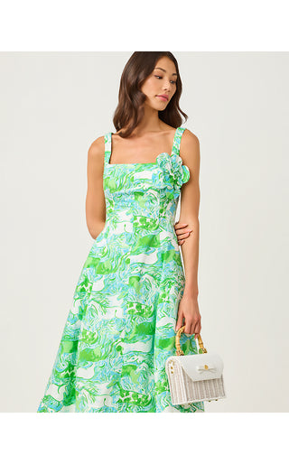 Nelly Stretch Midi Dress - Capri Blue Galloping Gals