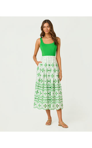 Lissette Midi Dress - Putting Green Spring Showers Eyelet