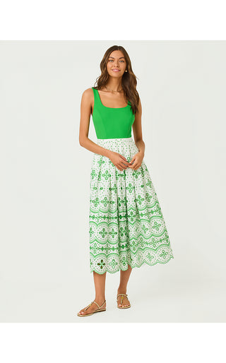 Lissette Midi Dress - Putting Green Spring Showers Eyelet