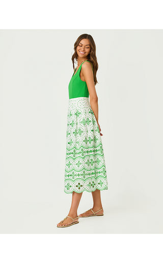 Lissette Midi Dress - Putting Green Spring Showers Eyelet