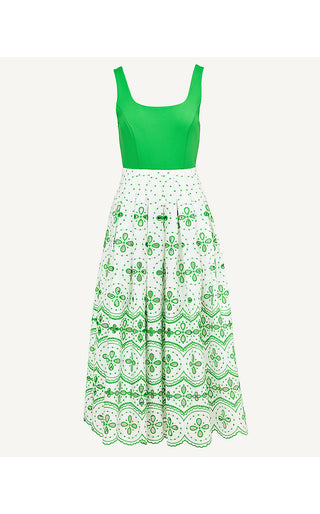 Lissette Midi Dress - Putting Green Spring Showers Eyelet