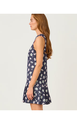 Joey Dress - Low Tide Navy Petal Toss Metallic Jacquard