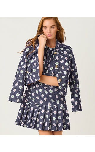 Joey Dress - Low Tide Navy Petal Toss Metallic Jacquard