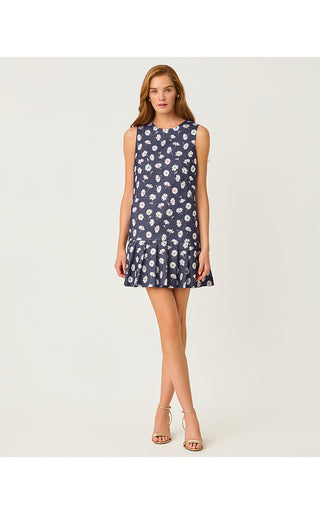 Joey Dress - Low Tide Navy Petal Toss Metallic Jacquard