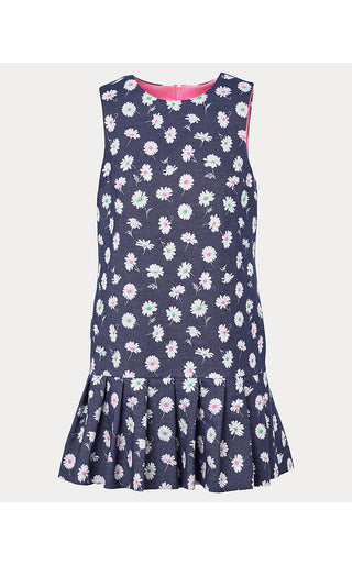 Joey Dress - Low Tide Navy Petal Toss Metallic Jacquard