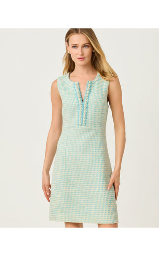 Aria Boucle Shift Dress - Capri Blue Fantasy Boucle