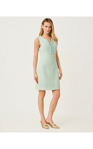 Aria Boucle Shift Dress - Capri Blue Fantasy Boucle